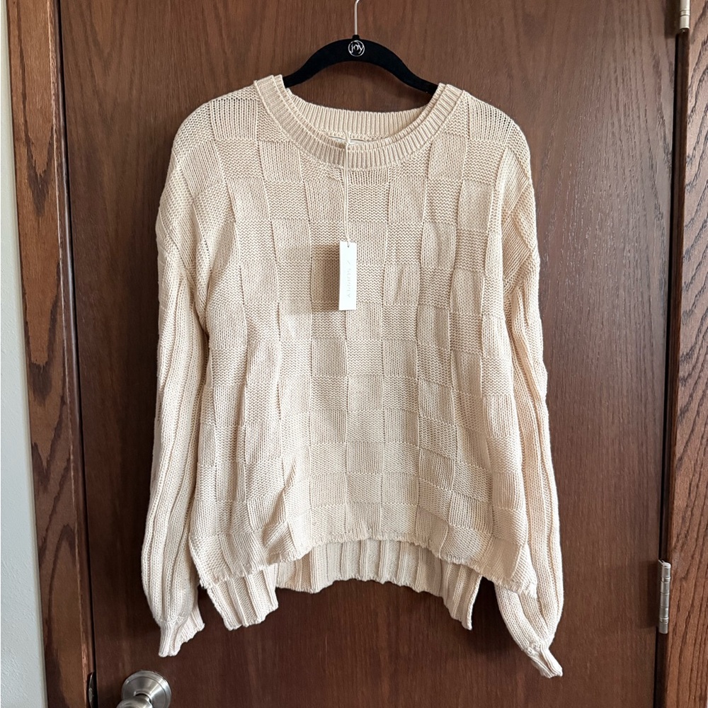 Z Supply Cream Textured Crewneck Sweater